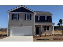 Two-story home with gray siding, white garage door, and landscaping at 7286 Meadow Walk Loop, Loris, SC 29569