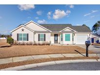 One-story house with a neutral exterior, a two-car garage, and a neatly landscaped lawn at 1217 Cymmer Ct., Conway, SC 29527