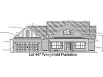 Architectural rendering of a charming one-story home featuring a welcoming front porch and a two-car garage at 934 Francis Parker Rd., Georgetown, SC 29440