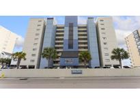 Oceanfront building, blue and white color scheme, ample parking at 4619 S Ocean Blvd. # 207, North Myrtle Beach, SC 29582