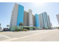 Oceanfront building with light teal and white accents at 2200 N Ocean Blvd., North Myrtle Beach, SC 29582
