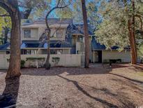 Two-story townhome with gray siding and a dark roof, surrounded by lush trees at 222 Westleton Dr. # 18-C, Myrtle Beach, SC 29572