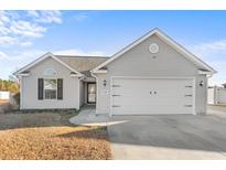 Gray house with a two-car garage and a well-maintained lawn at 248 Hickory Springs Ct., Conway, SC 29527