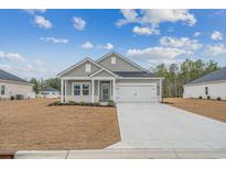 Gray house with white accents, two-car garage, and a landscaped yard at 838 Sandy Side Dr., Little River, SC 29566