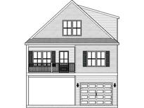 Two-story home with gray siding, black shutters, and a detached garage at 1716 26Th Ave. N, North Myrtle Beach, SC 29582