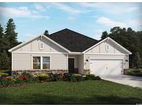 New single-story home with a two-car garage and landscaping at 5006 Riverton Ct, Myrtle Beach, SC 29579