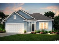 One-story house with blue siding, white trim, and a two-car garage at 1259 Winding Creek Way, Myrtle Beach, SC 29588
