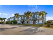 Front view of townhouses with palm trees and a paved road at 1851 Colony Dr. # 5E, Surfside Beach, SC 29575