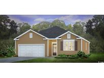 One-story house with brown siding, white garage door, and landscaping at 3477 Ashridge Way, Conway, SC 29526