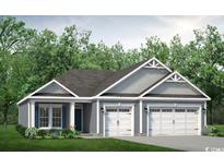 Gray exterior of charming ranch-style home with three-car garage at 804 Big Cedar Dr., Loris, SC 29569