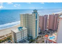 Aerial view of Carolinian Beach Resort, showing its location on the oceanfront at 2504 North Ocean Blvd. # 436, Myrtle Beach, SC 29577