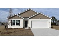 Charming single-Gathering home with attached garage, manicured lawn and neutral-toned siding at 5801 Ellisridge Ct, Conway, SC 29526