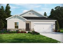 One-story home with light-colored siding, two-car garage, and landscaped lawn at 7027 Watercress Dr., Myrtle Beach, SC 29579