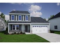 Two-story house with gray siding, stone accents, and a two-car garage at 808 St. Albans Loop, Conway, SC 29526