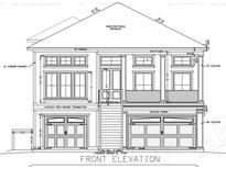 Front elevation of a home with architectural shingles and a finished grade of 17.00' at 429 Harbour View Dr., Myrtle Beach, SC 29579