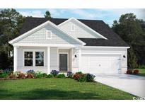 Charming one-story home with gray siding, white trim, and a two-car garage at 8712 High Banks Way, Longs, SC 29568