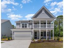 Two-story house with gray siding, white trim, and a two-car garage at 1828 Hardwood Ct., Conway, SC 29526