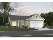 Charming single-story home with a green exterior, well-maintained lawn, and an attached two-car garage at 175 Glengrove Lane, Murrells Inlet, SC 29576