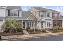 Charming townhomes with colorful doors and well-maintained landscaping create a welcoming curb appeal at 650 Wilshire Ln., Murrells Inlet, SC 29576