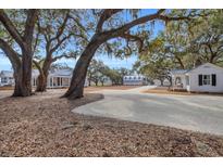 Scenic property view showcasing multiple white farmhouses with mature trees and a driveway at 161 Twelve Oaks Dr., Pawleys Island, SC 29585