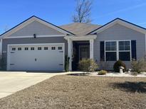 Charming one-story home featuring a two-car garage, neatly landscaped yard, and inviting front entrance at 3009 Woodbury Ct., Conway, SC 29527