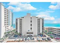 Wide shot of the oceanfront condo building with easy access to the beach and on-site parking at 2307 S Ocean Blvd. # 5A, North Myrtle Beach, SC 29582