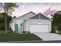 Charming single-story home with a two-car garage, tidy landscaping, and a cheerful teal front door at 4000 Braid Ct., Myrtle Beach, SC 29588
