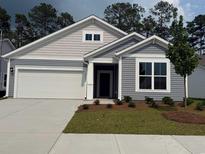 Charming single-story home showcasing a well-manicured lawn and attached two-car garage at 8639 Farrier Dr., Myrtle Beach, SC 29588