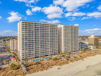 High-rise condo building offers beautiful beachfront views and numerous balcony access points at 1625 S Ocean Blvd. # 1810, North Myrtle Beach, SC 29582