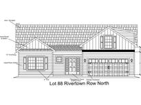 This is an exterior elevation showing the front of the home with a two car garage at 1200 Cypress Shoal Dr., Conway, SC 29526