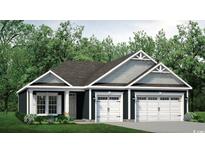 Charming home with a two-car garage, well-maintained lawn, and stylish architectural details at 147 Little Cedar Dr., Loris, SC 29569