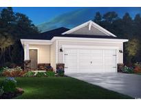 Charming single Gathering home showcasing a two-car garage and well-maintained landscaping at 854 Cypress Preserve Circle, Longs, SC 29568