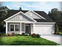Charming single-Gathering home boasting stone accents, lush landscaping, and a two-car garage at 929 Maya Layne Dr., Little River, SC 29566