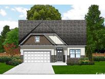 Charming single-story home featuring a gray roof, inviting entrance, and a well-manicured lawn at 586 Honeyhill Loop, Conway, SC 29526
