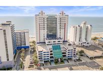 Stunning aerial view of the Grand Atlantic resort, showcasing its proximity to the beach and the ocean at 2007 S Ocean Blvd. # 2006, Myrtle Beach, SC 29577