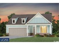 Charming single-Gathering home with a manicured lawn and an attached two-car garage at 1257 Crested Iris Way, North Myrtle Beach, SC 29582
