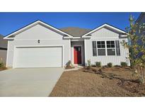 Charming single-story home featuring a red front door, garage, and well-maintained landscaping at 559 Firouz Dr, Longs, SC 29568