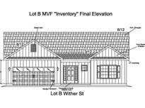 Rendering of a home showcasing garage, fiberglass door, vinyl board & batten siding, and an arch. shingled roof at 2313 Withers St., Georgetown, SC 29440