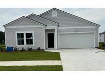 Charming single-story home featuring a two-car garage, landscaped yard and light gray vinyl siding at 1368 Palm Springs Paloma Dr, Longs, SC 29568