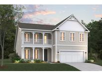 Charming two-story home featuring double balconies, a two-car garage, and craftsman-style details at 115 Northbrook Dr, Murrells Inlet, SC 29576