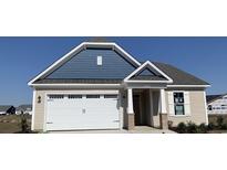 Charming single-Gathering home features a two-car garage, blue siding, and a well-manicured lawn at 2207 Flatleaf Ct, Longs, SC 29568