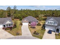 A beautiful single-story home with a well-manicured lawn and a long driveway leading to the garage at 1112 Raven Cliff Ct., Conway, SC 29526