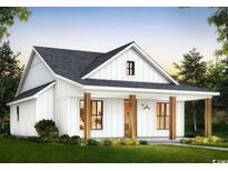 Charming exterior view of a single story home featuring white siding, a gray roof, and inviting front porch at 275 Zion Rd., Galivants Ferry, SC 29544
