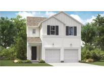 Charming two-story home featuring white siding, black shutters, and an attached two-car garage at 441 Falling Leaf Loop, Myrtle Beach, SC 29588