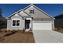 Charming single Gathering home boasts a two-car garage, manicured lawn, and traditional architectural details at 485 Blissful Ln., Little River, SC 29566