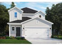 Charming two-story home with a two-car garage, manicured lawn, and classic architectural details at 2543 Copper Creek Ct., Longs, SC 29568