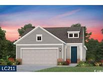 Charming single-story home featuring a neutral color, attached garage, and manicured landscaping at 1233 Lady Bird Way, North Myrtle Beach, SC 29582