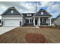 Charming single-Gathering home featuring a two-car garage, stone accents, and meticulously manicured lawn at 553 Honeyhill Loop, Conway, SC 29526