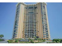 Beautiful exterior view of a tall oceanfront condo building featuring multiple balconies at 9650 Shore Dr. # 810, Myrtle Beach, SC 29572
