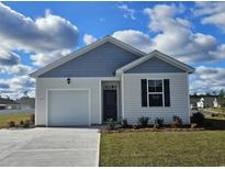 Charming single-story home featuring a one-car garage, manicured lawn, and classic architectural details at 870 Farmers Passage Loop, Loris, SC 29569